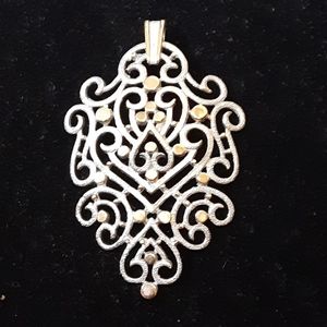 Trifari Vintage Large Scroll Medallion Pendant Womens